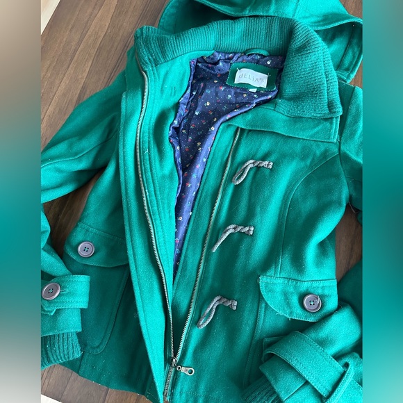 Vintage Thinsulate Green Wool Pea Coat with Toggles - Size Small - Picture 7 of 11